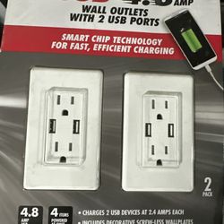 Feit Electric 2-Pack Of Wall Outlets with 2 USB Ports (4.8 amps = 2 x 2.4 amps)