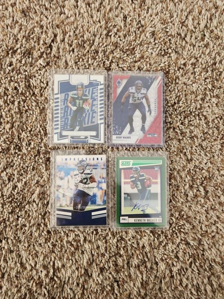Kenneth Walker Autograph Bobby Wagner /285 Jaxon Smith-Njigba Chris Carson /299 Football Cards NFL Seahawks