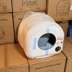 Self Cleaning Litter Box, Automatic Litter Box for Multiple Cats, Dual Safety Protection, APP Control, 1 Roll Garbage Bags and Mat