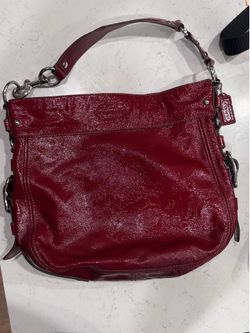 Red Coach patent leather Zoe Hobo shoulder bag
