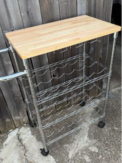 WINE BOTTLE ROLLER CART