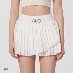 Cute White ALO Pleated Tennis Skirt M｜High Waist｜Workout/Golf｜New