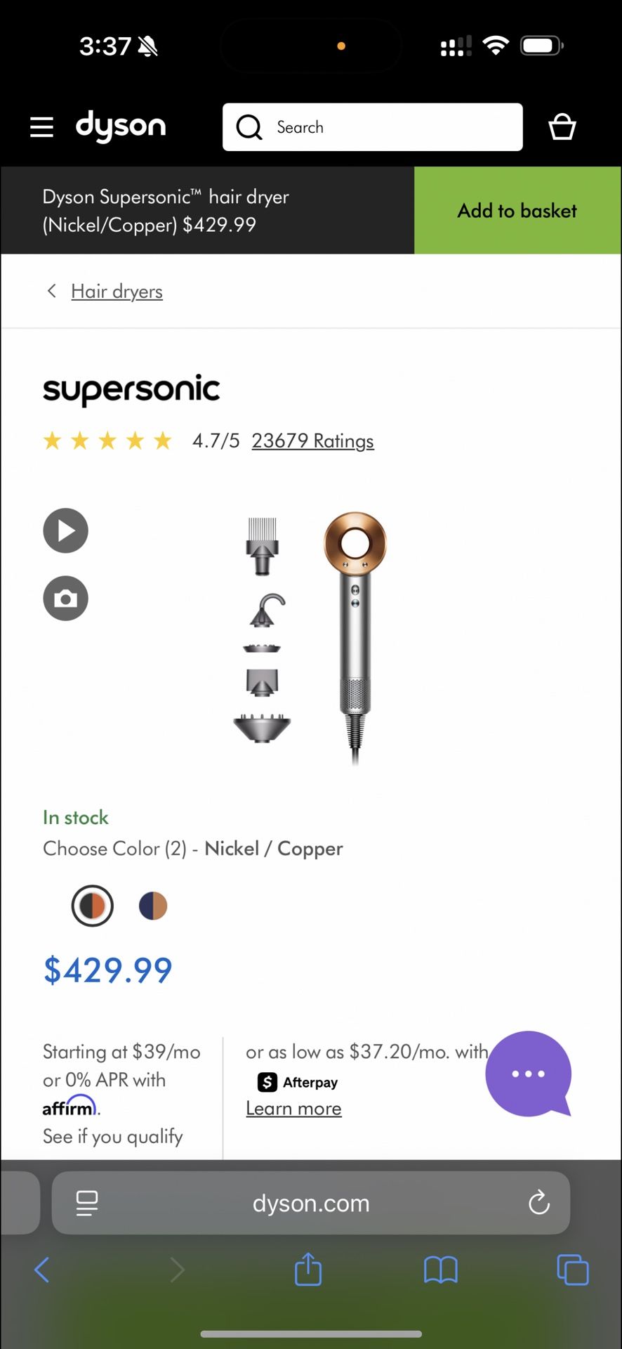 Super Sonic Dyson Hair Dryer No Box BRAND NEW