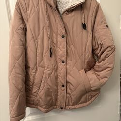 Tan Winter Puffy Coat With Hood