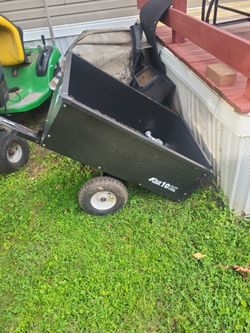 Pull behind lawn mower cart 10 cubic feet like new