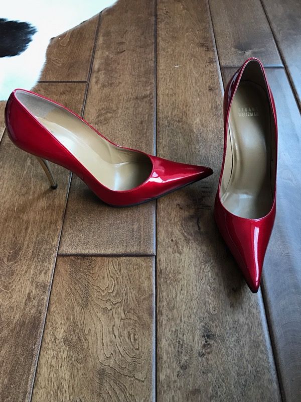 Red Stuart Weitzman pointed heels (like new)