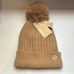 Michael Kors Ladies Ribbed Beanie With Pompom 