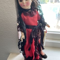 Vintage Spanish Doll With Hand Fan 