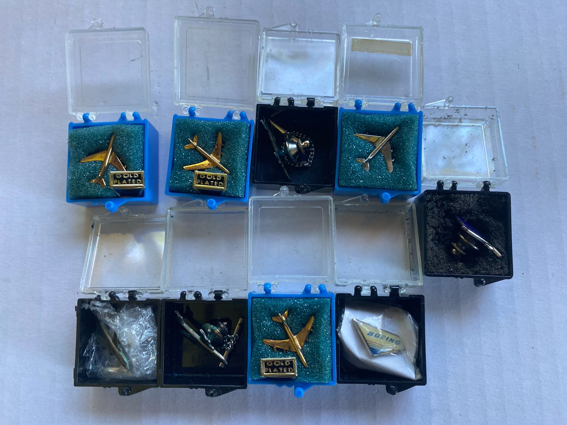 Nine Boeing, Necktie And Shirt Pins, Still In Plastic Containers