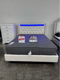 New Queen bed frame with mattress