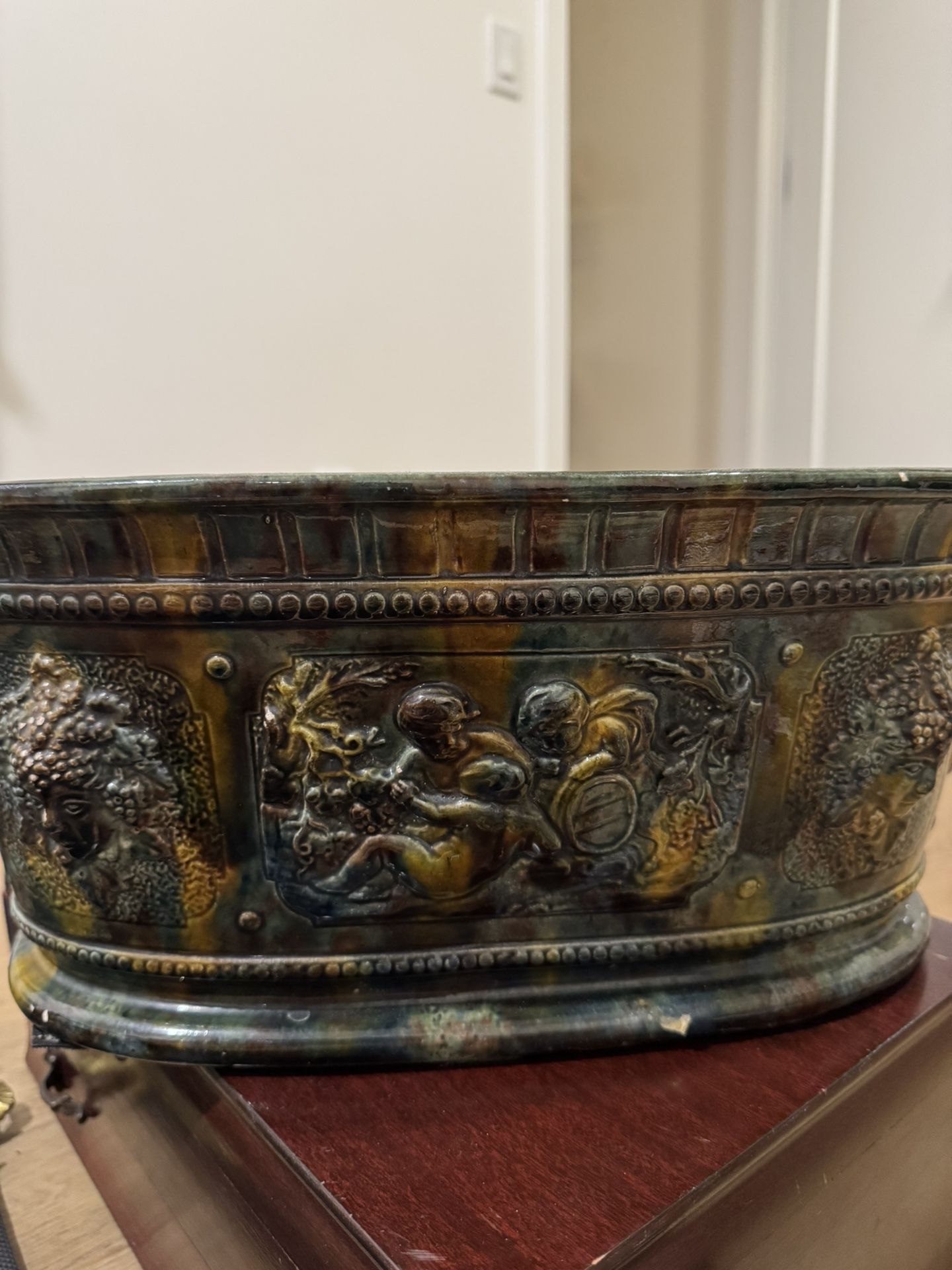Large Antique Majolica Jardiniere