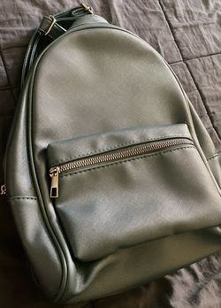 Mini Forest Green Leather Backpack 