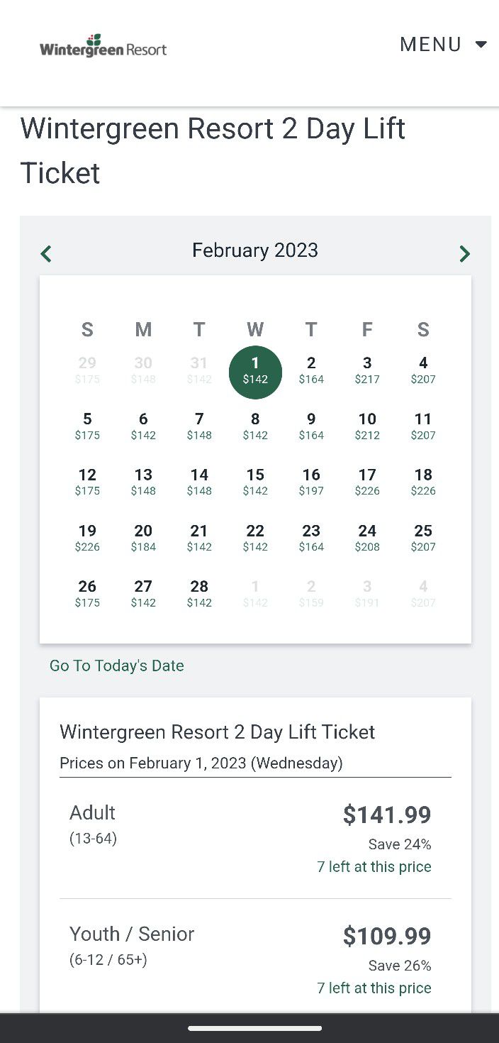 Wintergreen Resort Lift Tickets 