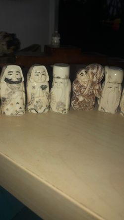 Antique Seven Lucky Gods Japanese Art 