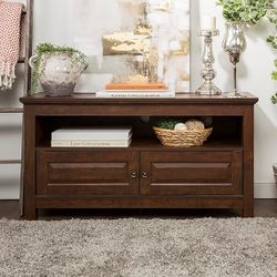 Walker Edison 44-Inch Wood TV Console, Traditional Brown
