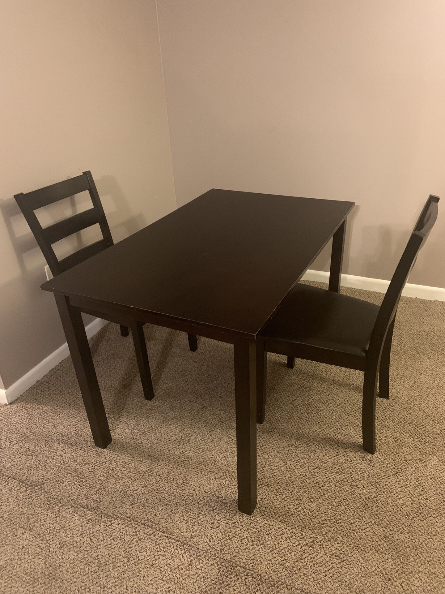 Wooden table and 2 chairs
