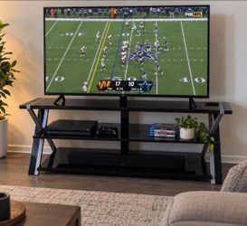 Black Glass 3-Shelf TV Stand with Mount
