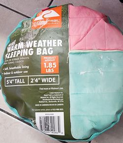 Ozark Trail 50F Youth Rectangular Sleeping Bag, Teal & Pink