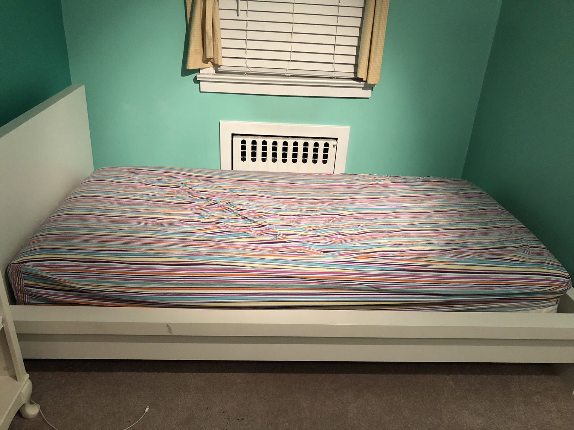 Ikea White Bed Frame with Mattress