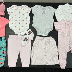 0-3M Baby Girl Clothes Set 10pcs Bodysuit Pjs Ralph Lauren Carters Kate Spade