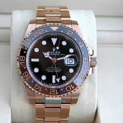 ROLEX 126715CHNR GMT MASTER II 18K ROSE GOLD ROOTBEER - T4149