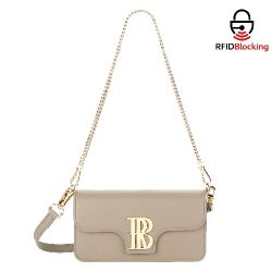 Genuine Cowhide Crossbody Bag for Women, Stylish Mini Shoulder Purse Featuring a Chain Strap And RFID Wallet 3244