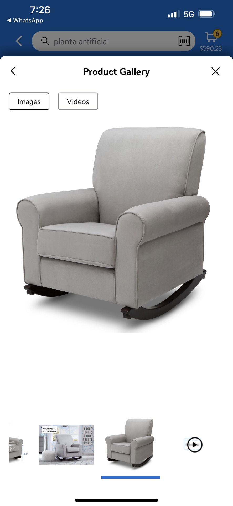 Delta Children Rowen Nursery Rocking Chair, Dove Grey $