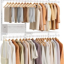 SONGMICS HOME Closet System Closet Insert Organizer Adjustable Metal Shelving Unit 4-6 ft - White