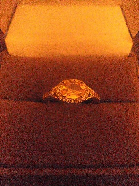 Gold Over Stamped 925 Sterling Silver And Citrine Ring