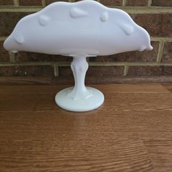 Vintage Milk Glass Pedestal Stand by Indiana Glass Co. in the "Teardrop" Pattern