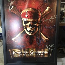 Pirates Of Caribbean Movie Poster Signed By The Cast 