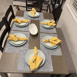 Normal Height Table, 4 Chairs & Bench