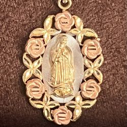 14 KTT Y/RG W/RHO” GUADALUPE-ROSE Pendant