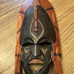 African Tribal face mask wall hanging - wood carved