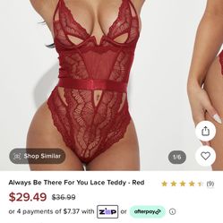 Never Worn Red Teddy Bodysuit Lingerie 
