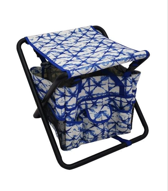 Folding Gardening Stool with Detachable Tote