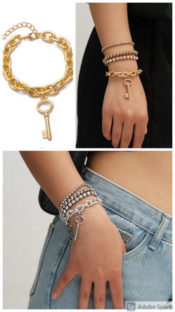 Multilayer Crystal Claw Chain Punk Style Cross Bracelet, Gold and Silver Color