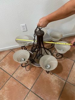5-Light Bronze Chandelier with Glass Shades