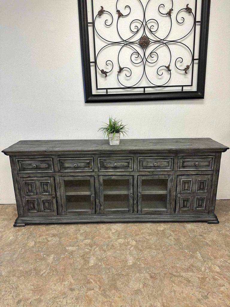Beautiful 82" Gray TV Stand