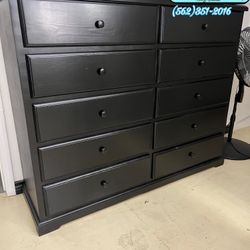 10 Drawer Pinewood Black Chest Cajonera Dresser New 