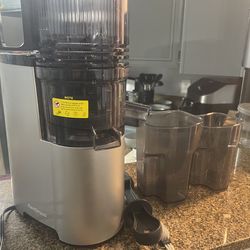 Cold Press Juicer, 5.3" Wide Feed Chute Juice Extractor Machine with 400W, High Juice Yield, Slow Masticating Juicer for Whole Vegetables & Fruits, Me