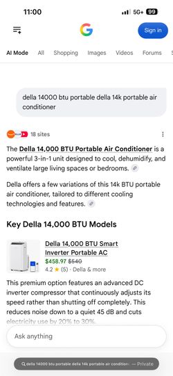 Della portable 14000 Btu