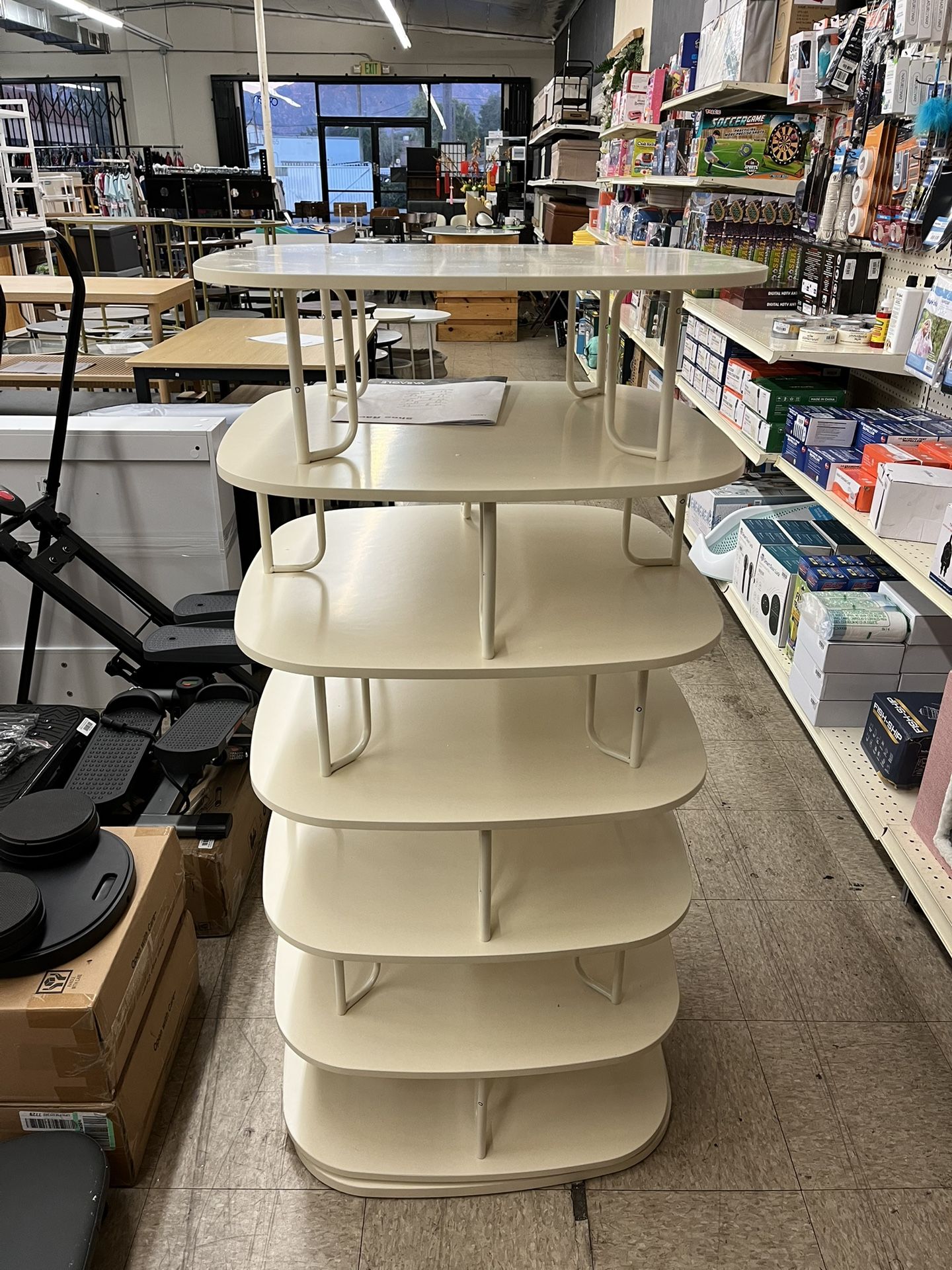 VASAGLE 7-Tier Rotating Shoe Rack Tower Closet Organizer - Cream White