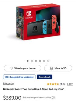 NEW Nintendo Switch with Neon Blue & Neon Red Joy-Con