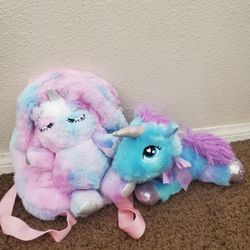 Unicorn Backpack With Unicorn Plush