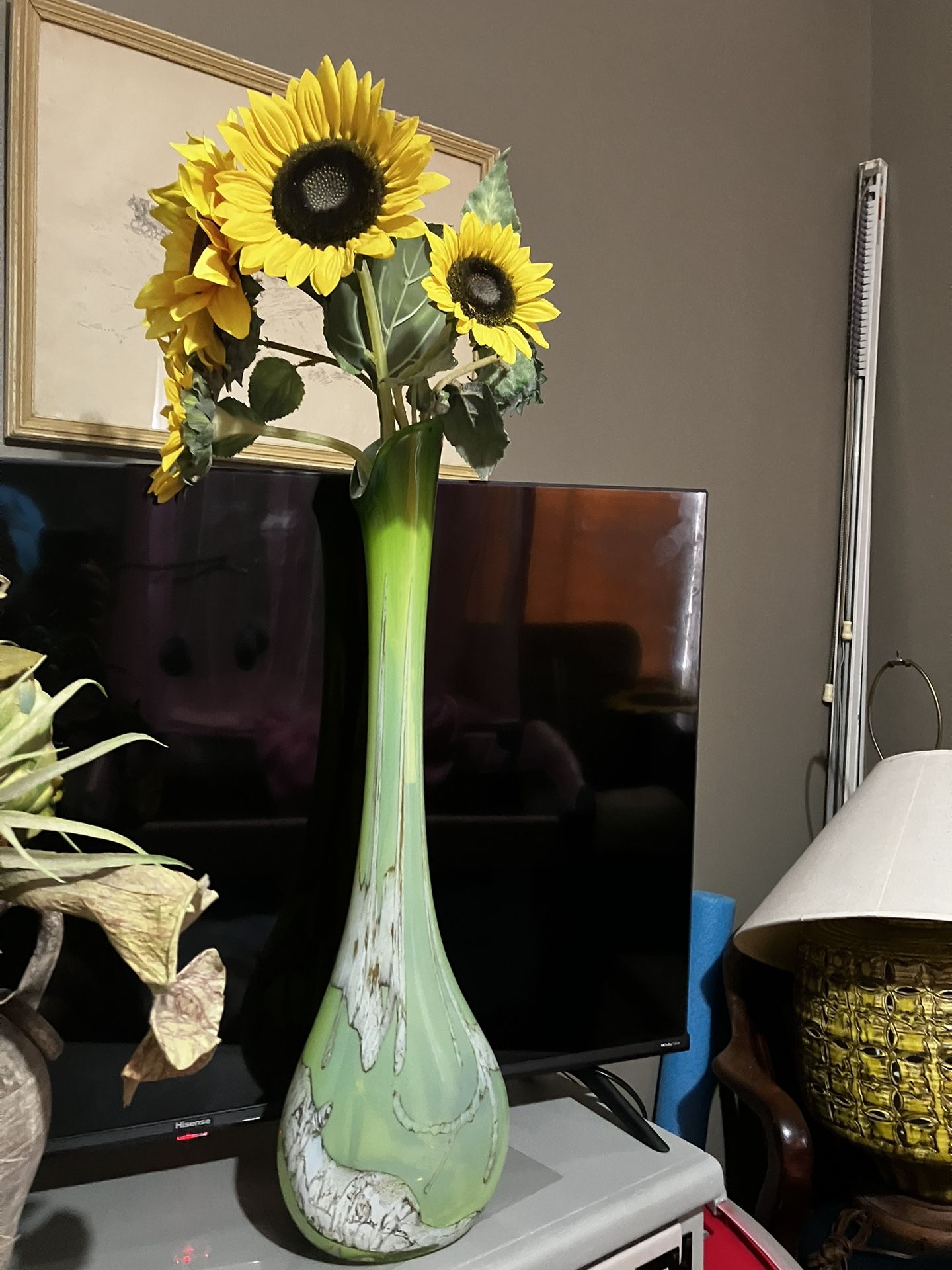 Tall Sunflower Vase & Assorted Greenery Vase