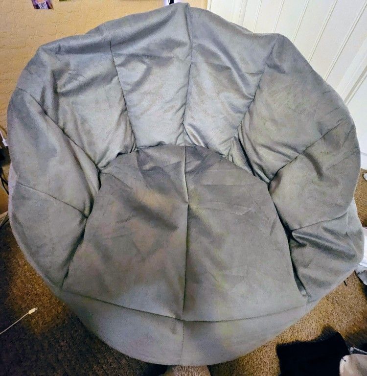 Big Joe Milano Bean Bag Chair, Gray Plush, Ultra-Soft Polyester, Lightweight