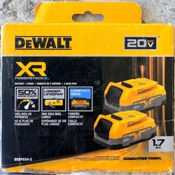 Dewalt 20v XR 1.7 Amp Hour Battery(2 pack) - Brand New/Sealed - DCBP034-2