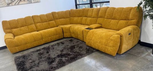 New luxury fabric power recliner sectional couch / free delivery