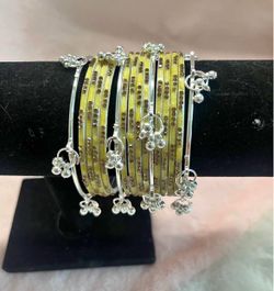 Multicoloured bangles with silver charms #bangles #jewelry   Size 2.6
